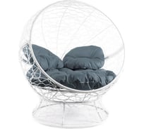 Кресло M-GROUP АПЕЛЬСИН с ротангом белое, серая подушка 11520109