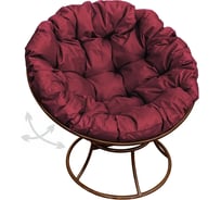 Кресло M-GROUP ПАПАСАН пружинка без ротанга коричневое, бордовая подушка 12040202
