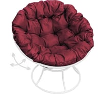 Кресло M-GROUP ПАПАСАН пружинка без ротанга белое, бордовая подушка 12040102