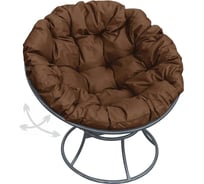 Кресло M-GROUP ПАПАСАН пружинка без ротанга серое, коричневая подушка 12040305