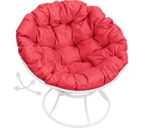 Кресло M-GROUP ПАПАСАН пружинка без ротанга белое, красная подушка 12040106