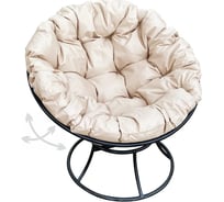 Кресло M-GROUP ПАПАСАН пружинка без ротанга чёрное, бежевая подушка 12040401