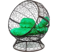 Кресло M-GROUP АПЕЛЬСИН с ротангом коричневое, зелёная подушка 11520204