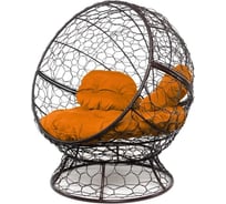 Кресло M-GROUP АПЕЛЬСИН с ротангом коричневое, оранжевая подушка 11520207