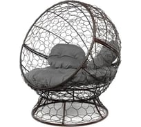 Кресло M-GROUP АПЕЛЬСИН с ротангом коричневое, серая подушка 11520209