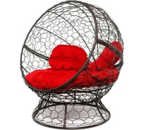 Кресло M-GROUP АПЕЛЬСИН с ротангом коричневое, красная подушка 11520206