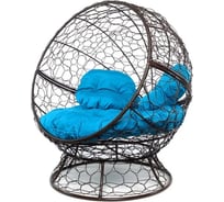 Кресло M-GROUP АПЕЛЬСИН с ротангом коричневое, голубая подушка 11520203