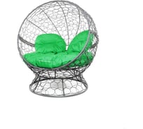 Кресло M-GROUP АПЕЛЬСИН с ротангом серое, зелёная подушка 11520304