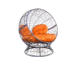 Кресло M-GROUP АПЕЛЬСИН с ротангом серое, оранжевая подушка 11520307