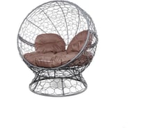 Кресло M-GROUP АПЕЛЬСИН с ротангом серое, коричневая подушка 11520305