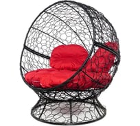 Кресло M-GROUP АПЕЛЬСИН с ротангом чёрное, красная подушка 11520406