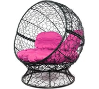 Кресло M-GROUP АПЕЛЬСИН с ротангом чёрное, розовая подушка 11520408