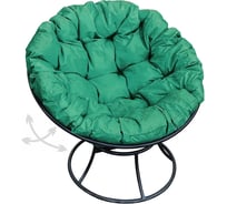 Кресло M-GROUP ПАПАСАН пружинка без ротанга чёрное, зелёная подушка 12040404