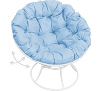 Кресло M-GROUP ПАПАСАН пружинка без ротанга белое, голубая подушка 12040103