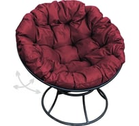 Кресло M-GROUP ПАПАСАН пружинка без ротанга чёрное, бордовая подушка 12040402