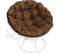 Кресло M-GROUP ПАПАСАН пружинка без ротанга белое, коричневая подушка 12040105