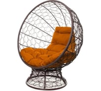 Кресло M-GROUP КОКОС на подставке с ротангом коричневое, оранжевая подушка 11590207
