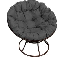 Кресло M-GROUP ПАПАСАН пружинка без ротанга коричневое, серая подушка 12040209