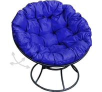Кресло M-GROUP ПАПАСАН пружинка без ротанга чёрное, синяя подушка 12040410