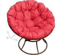 Кресло M-GROUP ПАПАСАН пружинка без ротанга коричневое, красная подушка 12040206
