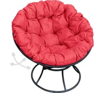 Кресло M-GROUP ПАПАСАН пружинка без ротанга чёрное, красная подушка 12040406
