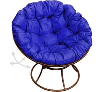 Кресло M-GROUP ПАПАСАН пружинка без ротанга коричневое, синяя подушка 12040210