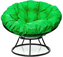 Кресло M-GROUP ПАПАСАН без ротанга чёрное, зелёная подушка 12010404