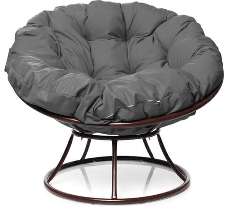 Кресло M-GROUP ПАПАСАН без ротанга коричневое, серая подушка 12010209