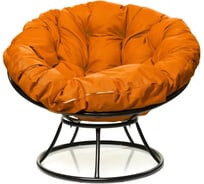 Кресло M-GROUP ПАПАСАН без ротанга чёрное, оранжевая подушка 12010407