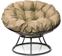 Кресло M-GROUP ПАПАСАН без ротанга серое, бежевая подушка 12010301