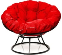 Кресло M-GROUP ПАПАСАН без ротанга чёрное, красная подушка 12010406