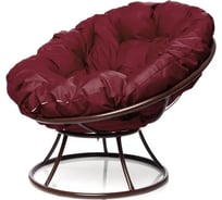 Кресло M-GROUP ПАПАСАН без ротанга коричневое, бордовая подушка 12010202