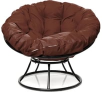 Кресло M-GROUP ПАПАСАН без ротанга чёрное, коричневая подушка 12010405