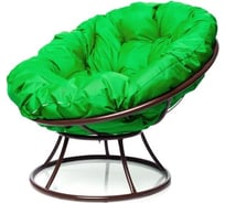 Кресло M-GROUP ПАПАСАН без ротанга коричневое, зелёная подушка 12010204