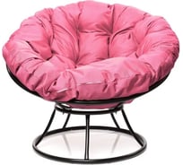 Кресло M-GROUP ПАПАСАН без ротанга чёрное, розовая подушка 12010408