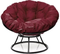 Кресло M-GROUP ПАПАСАН без ротанга чёрное, бордовая подушка 12010402