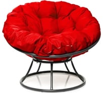 Кресло M-GROUP ПАПАСАН без ротанга серое, красная подушка 12010306