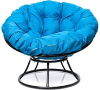 Кресло M-GROUP ПАПАСАН без ротанга чёрное, голубая подушка 12010403