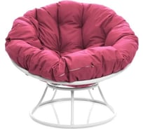 Кресло M-GROUP ПАПАСАН без ротанга белое, розовая подушка 12010108