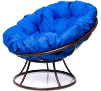 Кресло M-GROUP ПАПАСАН без ротанга коричневое, синяя подушка 12010210