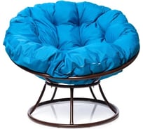 Кресло M-GROUP ПАПАСАН без ротанга коричневое, голубая подушка 12010203