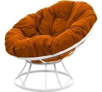 Кресло M-GROUP ПАПАСАН без ротанга белое, оранжевая подушка 12010107