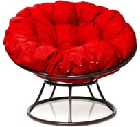 Кресло M-GROUP ПАПАСАН без ротанга коричневое, красная подушка 12010206