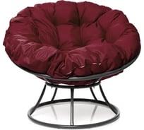 Кресло M-GROUP ПАПАСАН без ротанга серое, бордовая подушка 12010302