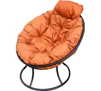 Кресло M-GROUP ПАПАСАН мини без ротанга чёрное, оранжевая подушка 12060407