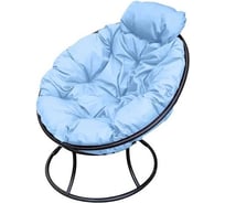 Кресло M-GROUP ПАПАСАН мини без ротанга чёрное, голубая подушка 12060403