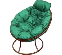 Кресло M-GROUP ПАПАСАН мини без ротанга коричневое, зелёная подушка 12060204