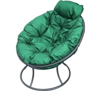 Кресло M-GROUP ПАПАСАН мини без ротанга серое, зелёная подушка 12060304