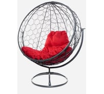 Вращающееся кресло M-GROUP КРУГ с ротангом серое, жёлтая подушка 11100311