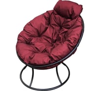 Кресло M-GROUP ПАПАСАН мини без ротанга чёрное, бордовая подушка 12060402